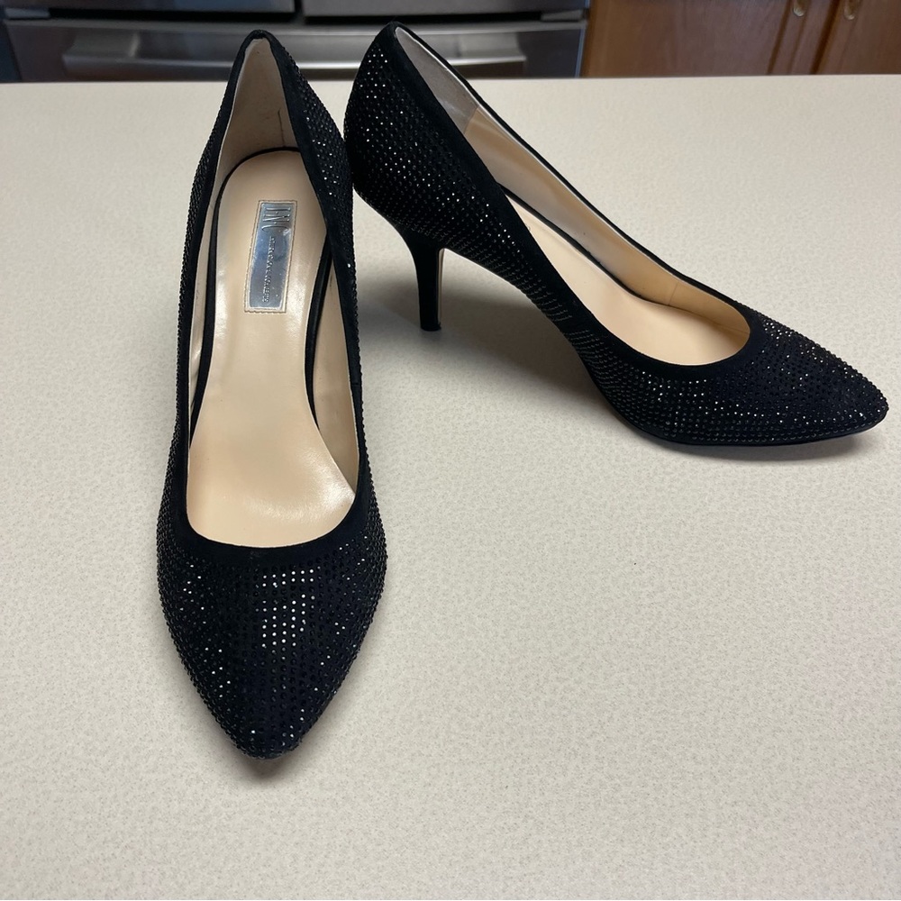 INC International Concepts Black Heels with Rhinestones-Size 10.5